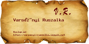 Varsányi Ruszalka névjegykártya